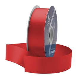 Red Poly Satin Waterproof Ribbon 1 3/8" (#9) For Floral and Craft Decoration 100 Yard Roll (300 FT Spool) Bulk By Royal Imports (MADE IN ITALY)