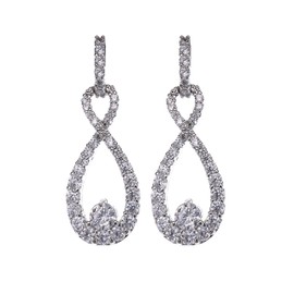 Elegant Bridal Earrings for Women - Sterling Silver Teardrop Cubic Zirconia Crystal Dangle Drop Earrings Womens Wedding Infinity Earrings for Bride Bridesmaid Fashion Jewelry