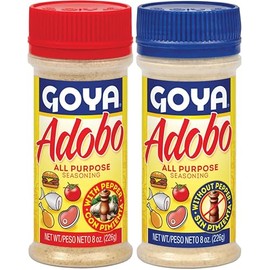 Goya Adobo All Purpose Seasoning Variety Pack – 8oz Bottles (With Pepper & Without Pepper) – Latin Spice Blend for Chicken, Meat, Seafood & Vegetables – Fat Free, Calorie Free, Vegan Friendly