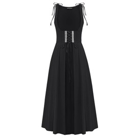 Scarlet Darkness Women Renaissance Overdress Pirate Peasant Medieval Dress Irish Costume Black XXL