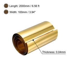 uxcell Brass Sheet Roll, 2000mm x 100mm x 0.04mm Brass Foil Roll Brass Strip for Crafts, Electrical Repairs, Grounding