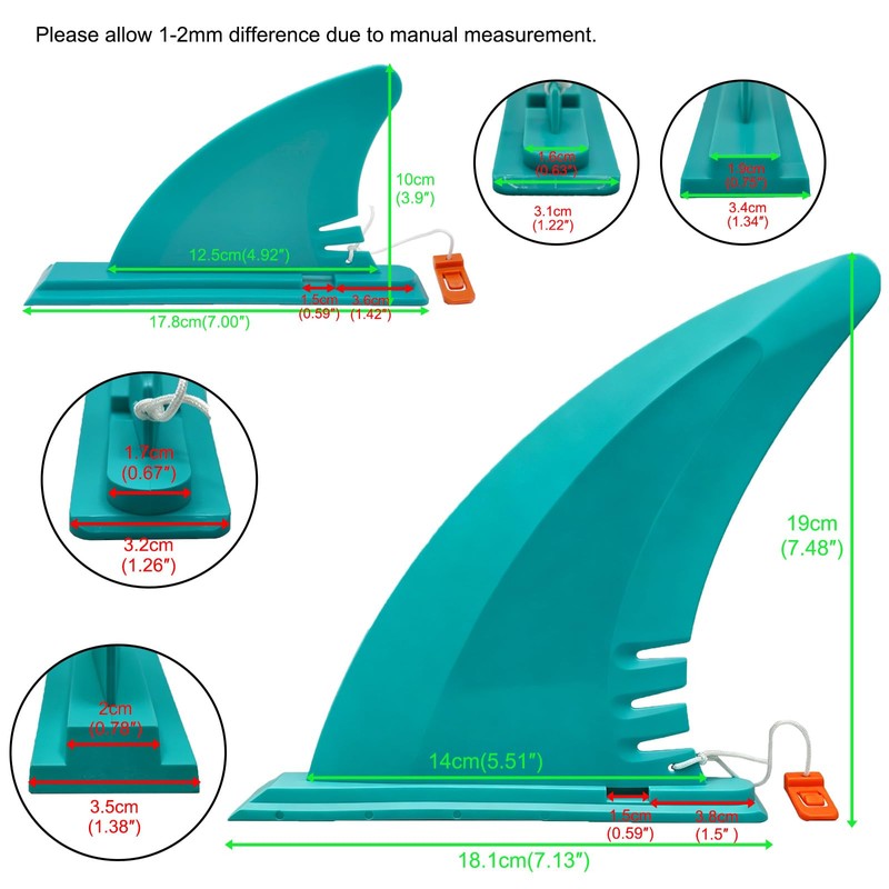 Anfyko Paddle Board Fin Repalcement, Nylon Fiberglass Reinforced, No-Tool Installation,