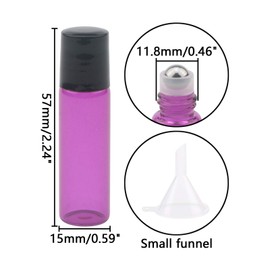 JIUWU 15 Pack Rose Red 5ml Essential Oils Roller Bottles Refillable Stainless Steel Roller Balls Glass Vials Sample Beauty Bottles for Aromatherapy Travel ((1 Tool, 2 Funnels)