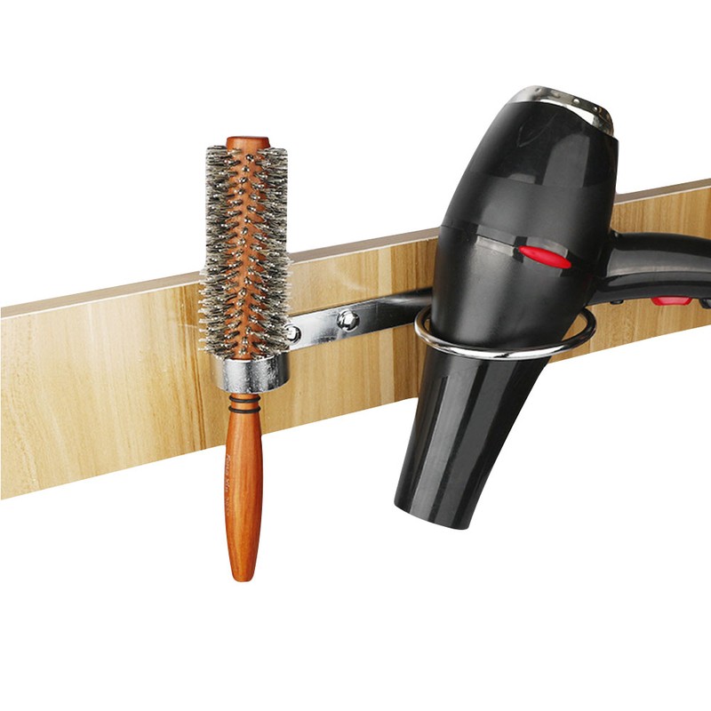 Salon Galvanized Stainless Steel Hair Dryer Holder Hands Free Comb