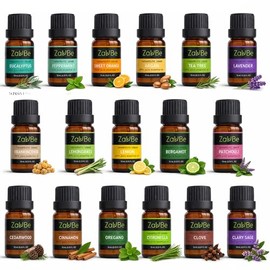 Juego de 18 aceites esenciales con caja de 20 agujeros terapéuticos naturales 100% difusor aromaterapia grado lavanda limón menta árbol de té argán incienso bergamota limón