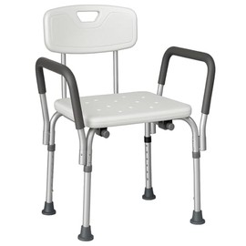 Carex Deluxe Shower Chair with Padded Arms, Shower Stool for Inside Bathroom with Arms and Back for Elderly, Handicap and Disabled, Chair for Inside Tub, Bath Seat with 300 lb Weight Capacity