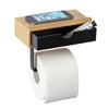 WENKO Bambusa Toilet Roll Holder with Practical Shelf Made of