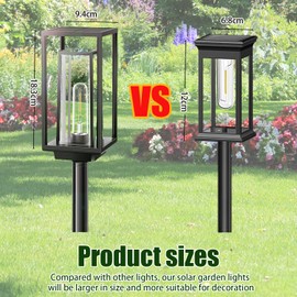 Solar Lights for Outdoors, Pack of 2 Modern Solar Lights with 1200 mAh, Garden Decoration with Warm White Tungsten, Waterproof for Balcony, Patio, Lawn, Yard, Outdoor
