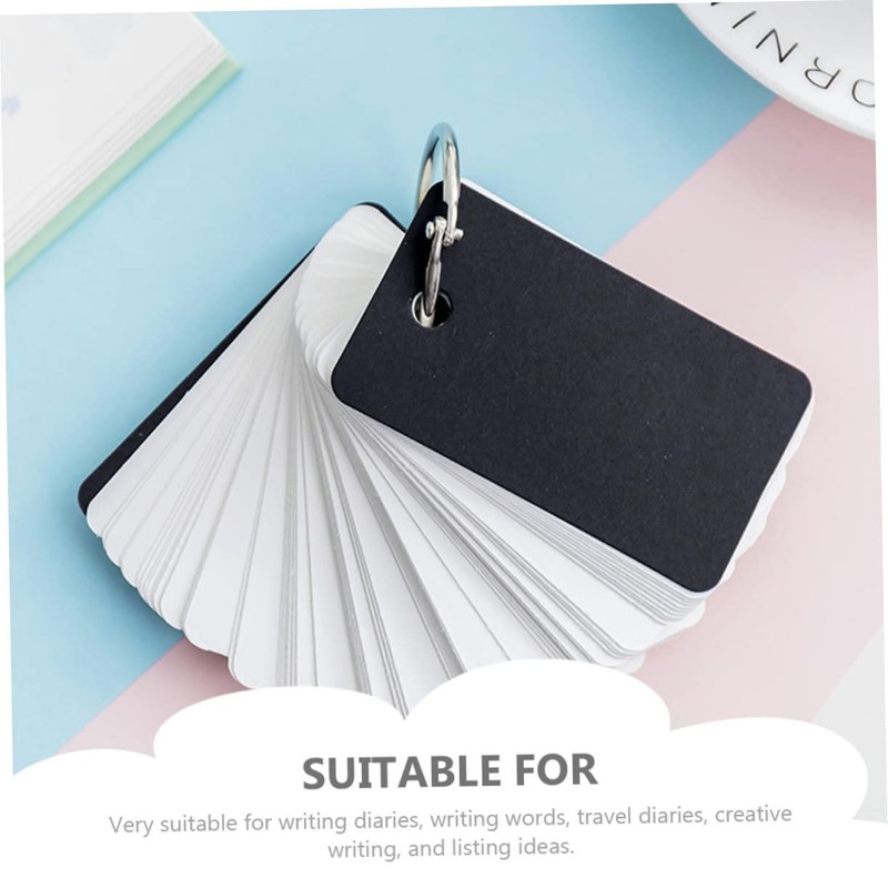 STOBOK 8pcs Binding Ring Flash Cards Memo Cards Portable Notebook