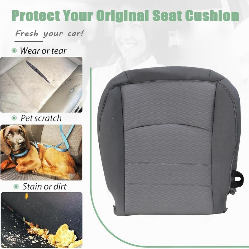 Priprilod Cloth Driver Side Bottom Replacement Seat Cover Gray(#X8) Compatible