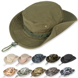 Sun Hats for Men Women Bucket Hat UPF 50+ UV Protection Boonie Hat for Safari Fishing Hiking Garden Beach Army Green