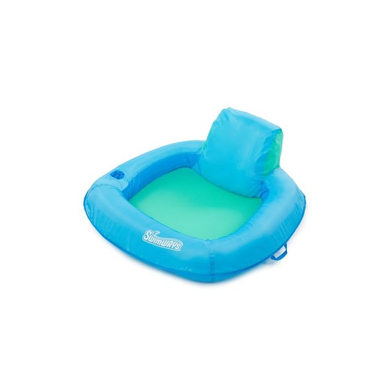 SwimWays Spring Float Premium SunSeat Blue Inflatable Swimming Chair