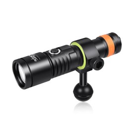 ORCATORCH D530V 1200 lúmenes Luz de video de buceo de 140 grados de ángulo de haz súper amplio, bajo el agua 150 metros IP68 luz de fotografía impermeable con indicador de alimentación de batería y rótula