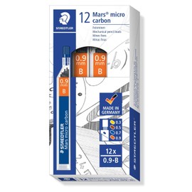 Staedtler Mars Micro 0.9 mm B Refill Lead for Mechanical Pencils (Pack of 12 Tubes)