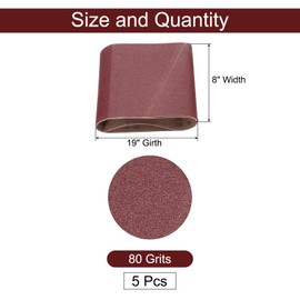 sourcing map 5pcs 8" x 19" Sanding Belts 80 Grits Aluminum Oxide Abrasive Belt Sander Paper Sanding Papers for Metal Wood Grinding Polishing, Reddish Brown