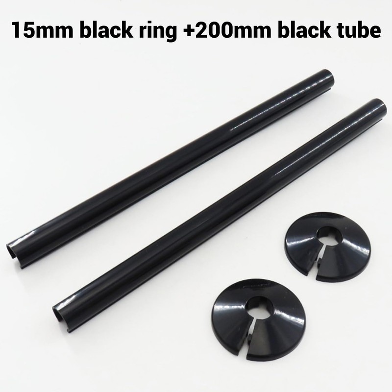 Pack of 4 Black 15mm Radiator Pipe Hole Covers -