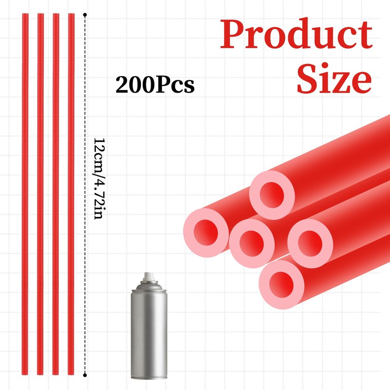 200 Pack Spray Can Straws, Red Plastic Spray Paint Nozzles