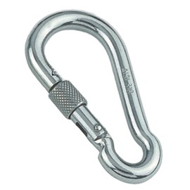 Carabiner Hook Stainless Steel 9 x 90 with Safety Nut Pack of 6 Fire Brigade Carabiners, Screw Carabiner Made of Stainless Steel A4 - AISI 316 - Rust-Free