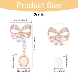 CHGCRAFT 2 Pcs Wedding Bouquet Photo Charms Bridal Bouquet Picture Charm DIY Photo Pin Brooch Bridal Bouquet Photo Charms With Bow-Knot Pearl for Bride Flower Bouquet Wedding Gift