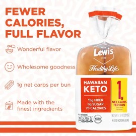 Pan Hot Dog Lewis Better Way Keto Hawaiano 123g                                                                                                       