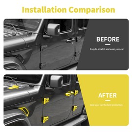 SQQP 24PCS Full Set Exterior Decoration Trim Kit Fit for 2018-2025 Jeep Wrangler JL JLU 2/4 Doors, Door & Hood Hinge Covers Door Handle Side Vent Tailgate Hinge Cover Trim(Yellow)