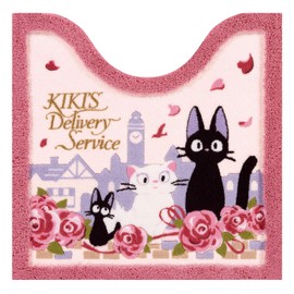 Senko 37178 Kiki's Delivery Service Gigi and Date, Toilet Mat, Approx. 23.6 x 23.6 inches (60 x 60 cm), Pink, Character, Gigi, Cat, Ghibli