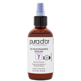 PURA D'OR Suero facial avanzado de niacinamida B3 de 3.3 onzas, fórmula para el cuidado de la piel con retinol para arrugas, hidratación y tez radiant