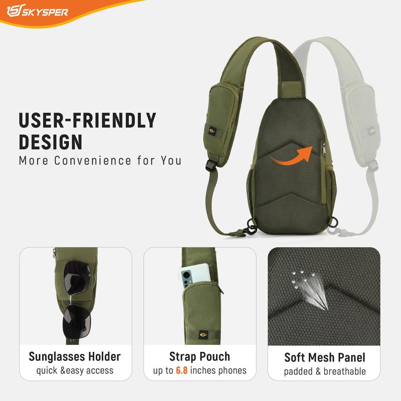 SKYSPER Sling Bag RFID Cross Body Bag Recycled Crossbody Backpack
