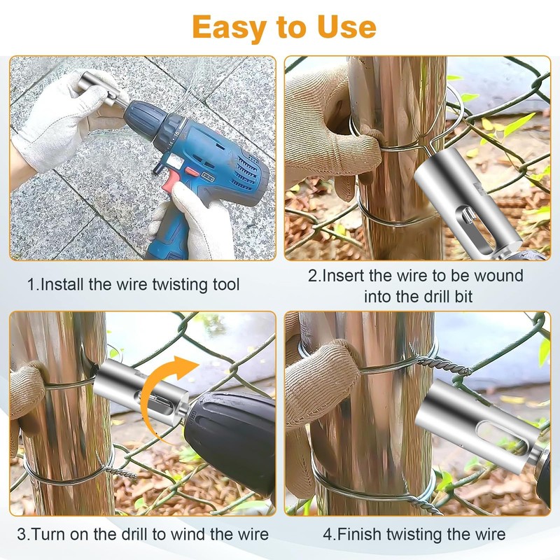 SUNJOYCO 9 Gauge Twist Ties EZ Tool, Stainless Steel Twist