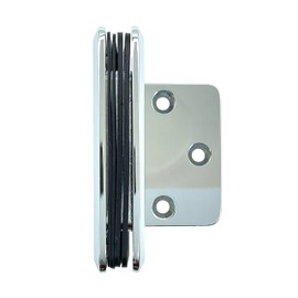 Brixwell H-MBGTW-OP-CB Majestic Series Glass to Wall Mount Shower Door Hinge with Offset Back Plate Polished Chrome W/Brass Accents