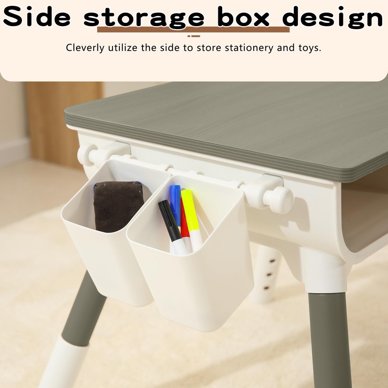 Kids Study Desk And Chair Set Height Adjustable Graffiti Desktop