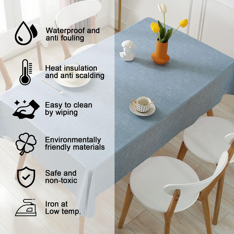 WUBAYI Table Cloth PVC Plastic Wipe Clean Tablecloth Rectangular Kitchen