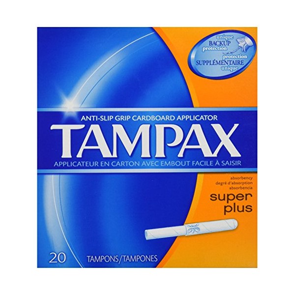 Tampax Cardboard Applicator, Super Plus Absorbency Tampons, 20 Count