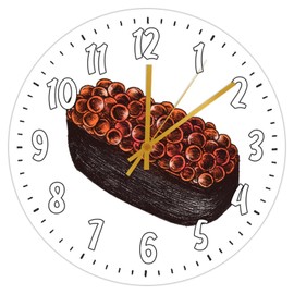 15" Silent Non-Ticking Wall Clocks Battery Operated Sushi Japanese Food Picture Home Decor for Kids Room Traditional Culture Food Asian Frameless Round Wooden Wall Clock Rustic for Art Room Study Room