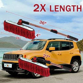 RIDE KINGS Car Duster Exterior Scratch Free Extendable Handle,Wax Cotton Hair Brush Kit forTruck,SUV,RV and Motorcycle,Duster for Cleaning，No Lint（Sunshine State Designer License Plate）
