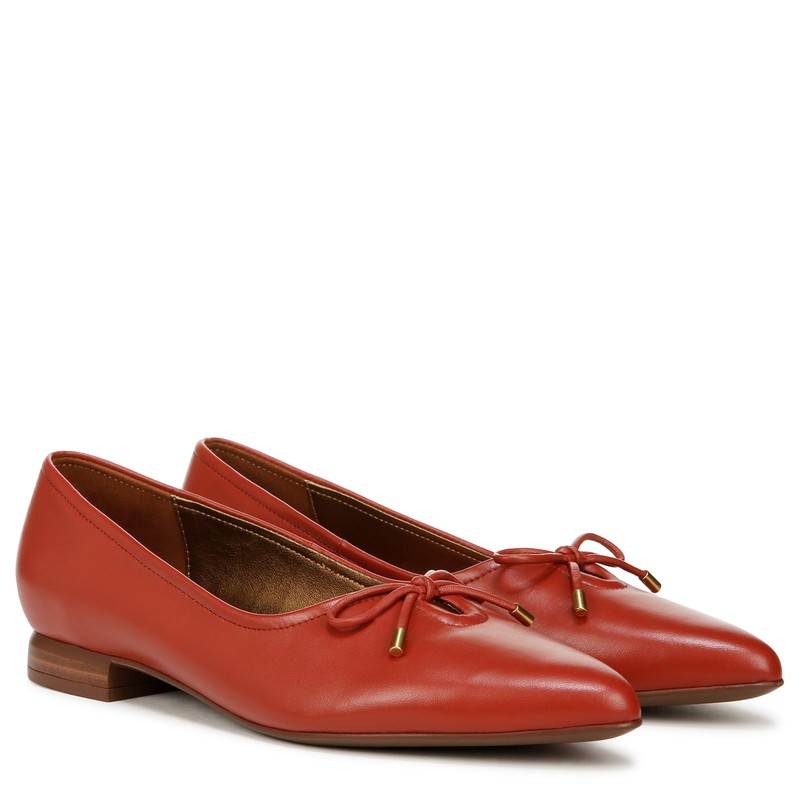Naturalizer Womens Joiner Pointed Toe Ballet Flat Tomato Red Leather