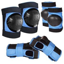 Protector Set, Children's Protective Equipment Set 6 in 1 - Knee Pads, Elbow Pads, Wrist Guards for Children - Adjustable - Protector Set for Inline Skates, Skateboard, Scooter, Scooter, Cycling (Blue