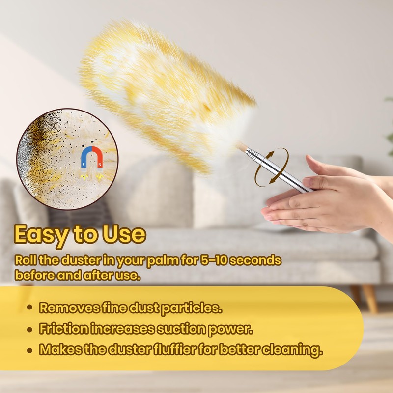 Lambswool Extendable Dusters for Cleaning 130 cm Long Handled Duster