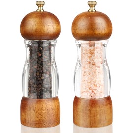 Jepsen Jepsen Salt and Pepper Grinder SetSpice Grinder refillableManual Wooden Salt and Pepper Mill Set with Adjustable Ceramic core Salt Grinder 2 Pieces