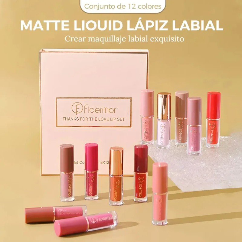 12 Cores De Batom Matte Kit De Gloss Labial Impermeável