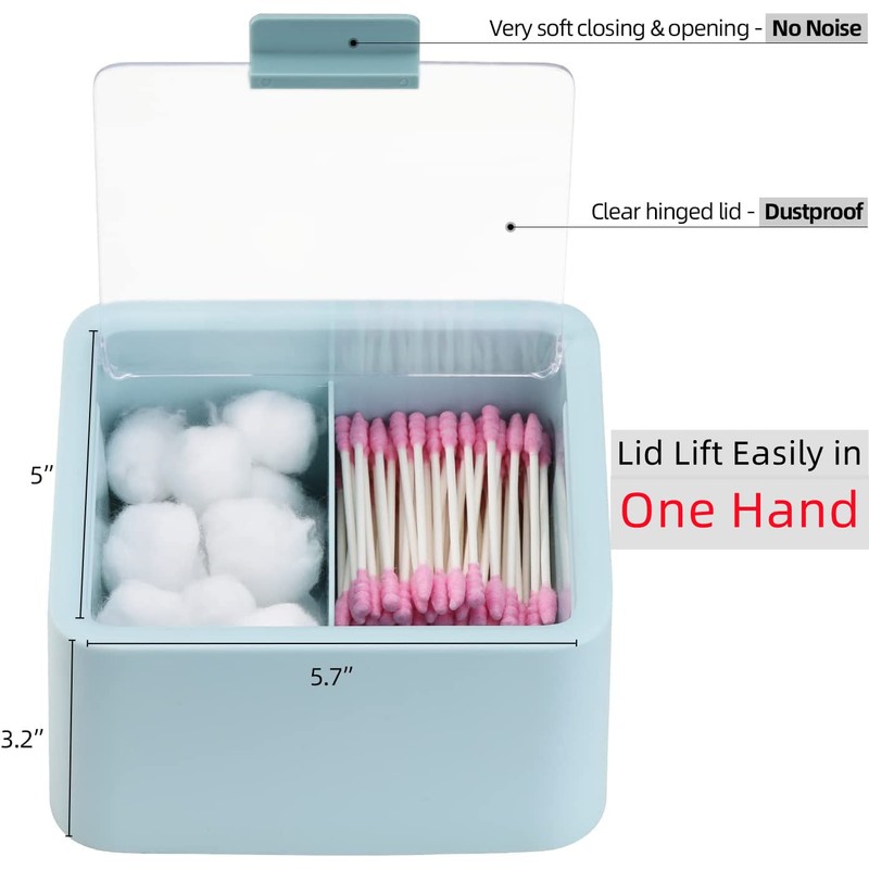 Tecbeauty Large Qtips Holder - 2 Grids Cotton Swabs Dispenser