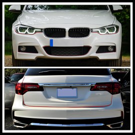 Hihaha Car Door Edge Guards Strip 1/2in 12mm Wide 16.4ft 5m Length Red Durable Material