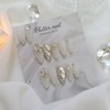 Stone filled wedding handmade nail tips - short ballet /