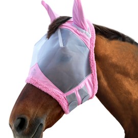 Harrison Howard CareMaster Midge-proof Fleece Padding Horse Fly Mask Half Face Extra Wool Protection Light Pink