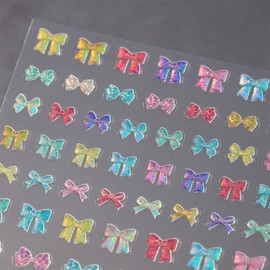 JMEOWIO 3D Embossed Colorful Bow Nail Art Stickers Decals Self-Adhesive 5D Nail Supplies Nail Art Design Decoration Accessories 1 Sheets
