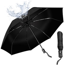 ZENSUKYE Paraguas Plegable De Automático, Paraguas de Viaje Resistente al Viento para la lluvia, Sombrillas Impermeable a Prueba De Viento De Resistencia UV lluvia y Sol para Regalar Hombres y Mujeres (Negro)