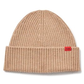 HUGO Small Logo Ribbed Beanie, Wheat, PCE.