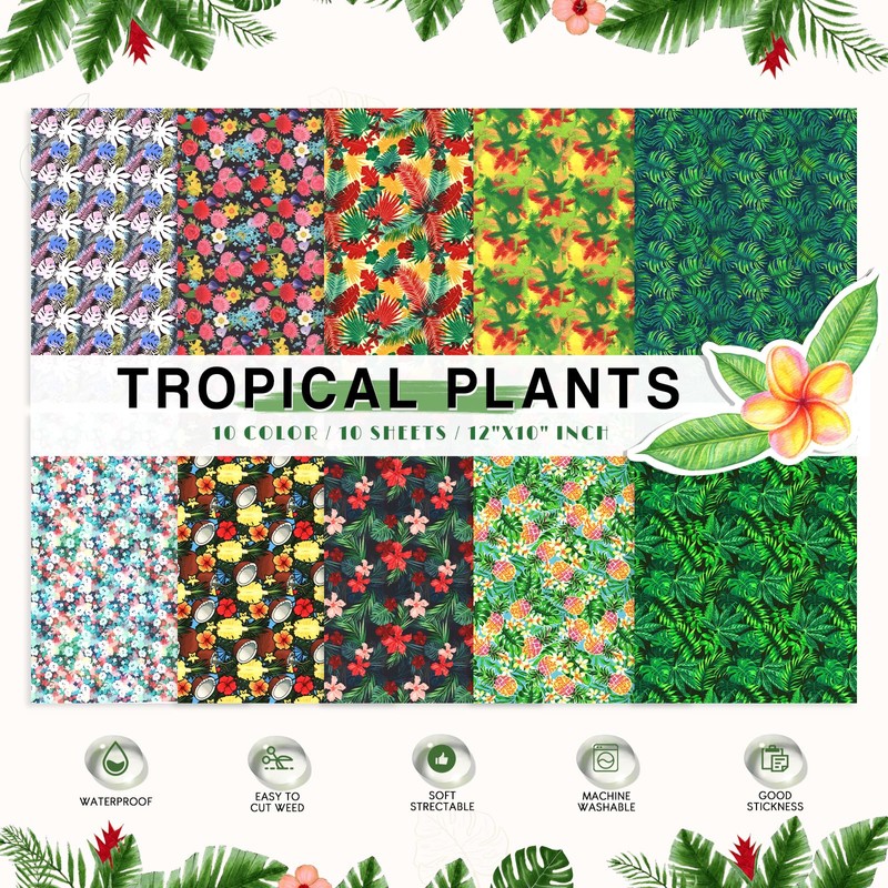 Tintnut Tropical Leaves Heat Transfer Vinyl - 10 Sheets 10x12