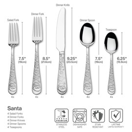 Towle Everyday Santa 20 Piece 18.0 Stainless Steel Flatware Set, Service For 4