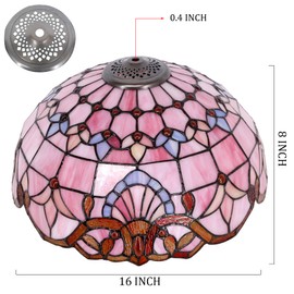 Tiffany Stained Glass Lampshade Replacement Only Applicable to Tiffany Table Lamp, Floor Lamps, Pendant Lamps, Ceiling Lamps, 16X8 Inch Pink Lamp Shade